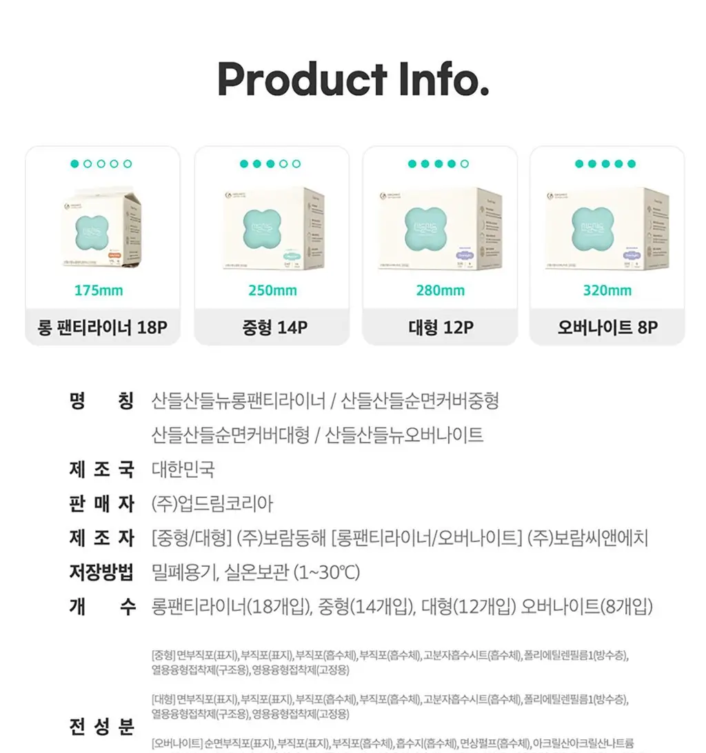 [NEW/증정] 산들산들 순면커버 생리대 4종 택1 (중형/대형/오버나이트/롱팬티라이너) 상세페이지 36